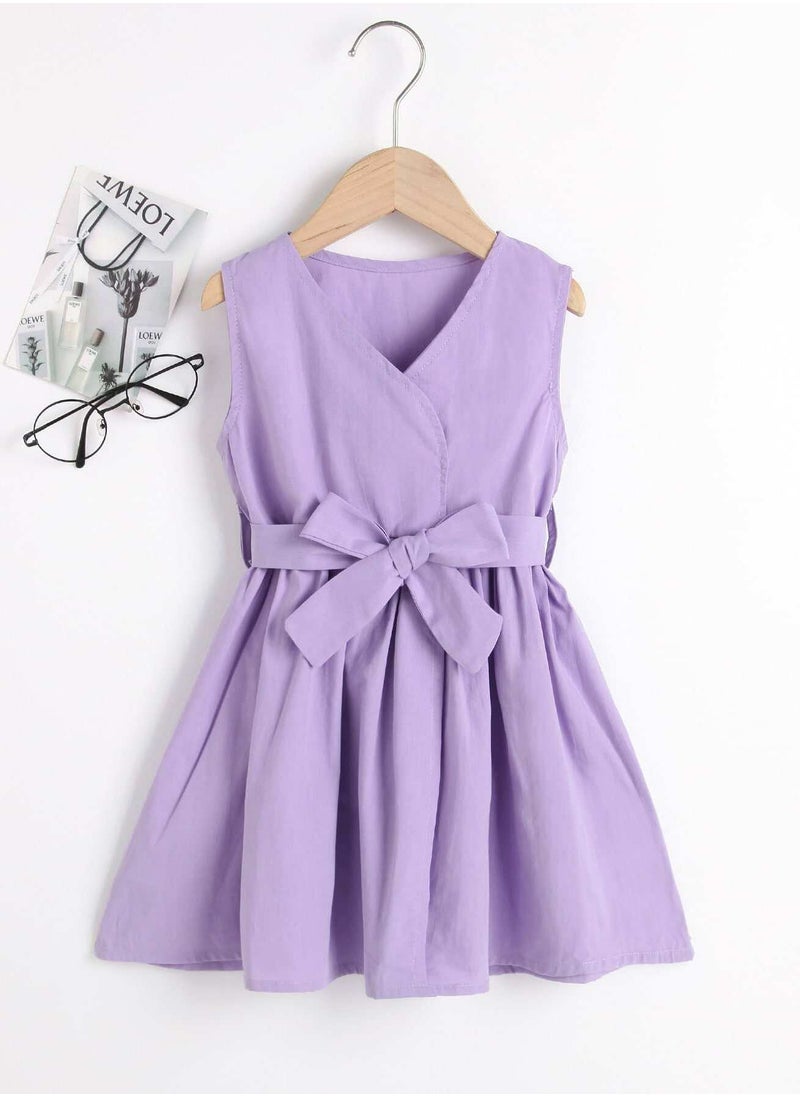 Toddler Girls Surplice Front Belted Flowy Dress