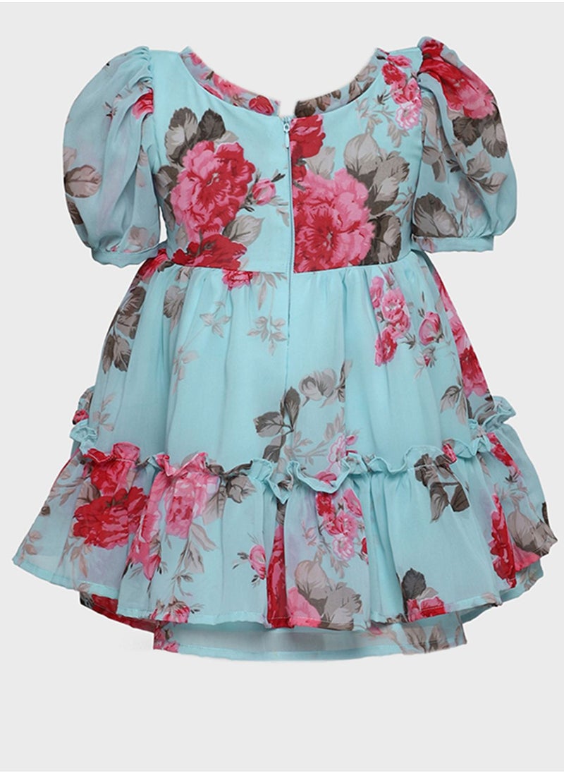 Kids Floral Print Midi Dress