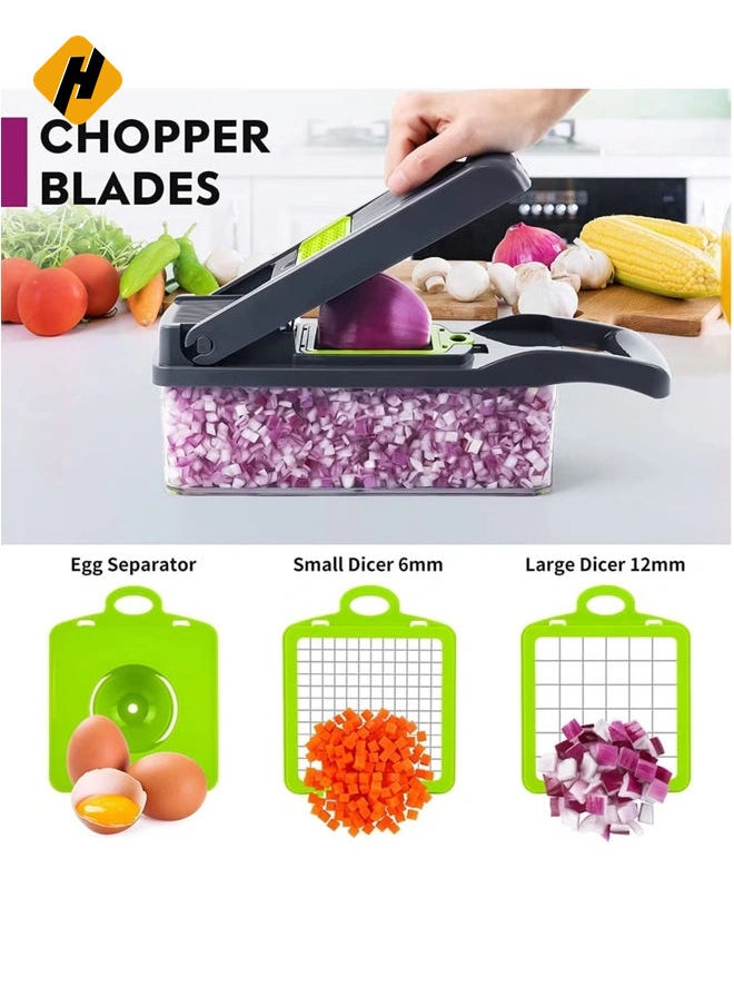 Vegetable Chopper, Pro Onion Chopper, Multifunctional 13 in 1 Food Chopper, Kitchen Vegetable Slicer Dicer Cutter, Veggie Chopper With 8 Blades