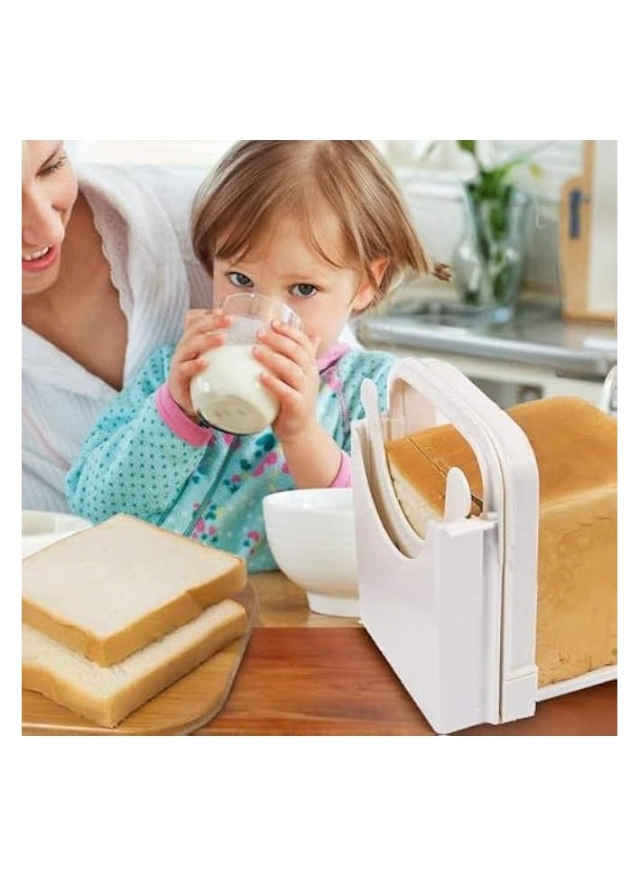 Foldable Plastic Bread Slicer - Compact Kitchen Tool for Homemade Bread Loaves - 3 Sizes Guide for Thin Bread Slices - Manual Cutter for Precise Slicing