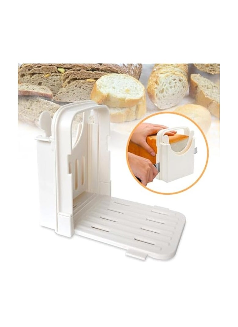 Foldable Plastic Bread Slicer - Compact Kitchen Tool for Homemade Bread Loaves - 3 Sizes Guide for Thin Bread Slices - Manual Cutter for Precise Slicing