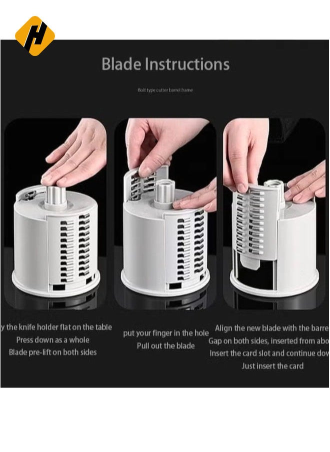 Vege-cutter1x20 Multifunctional Vegetable Grater Fruit Vegetable Slicer Easy Clean 4 in 1 Adjustable Handheld Vegetable Slicer Spiral Drum Slicer Assorted