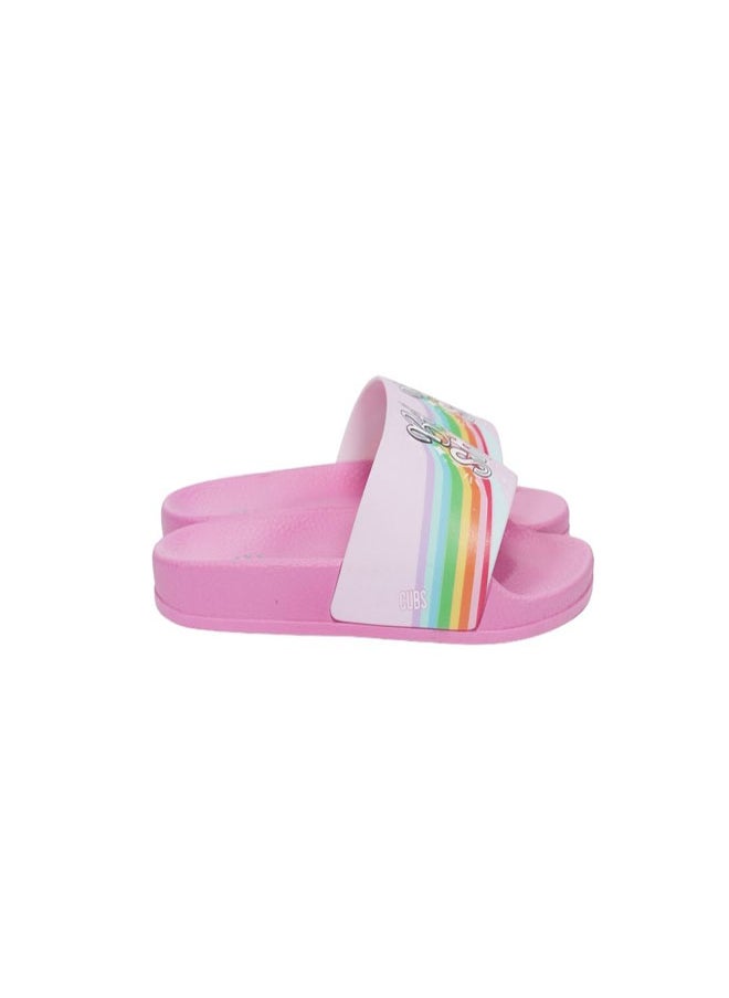 Rainbow Print Everyday Wear eco-friendly PVC Slides for Girls, Lightweight, Easy to Wash and Anti-Slip Soles