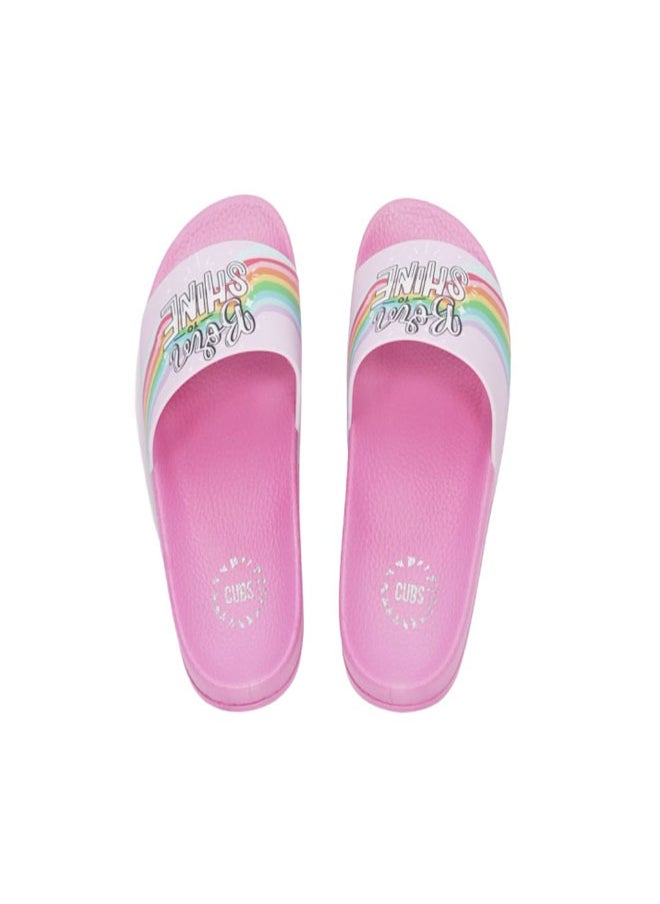 Rainbow Print Everyday Wear eco-friendly PVC Slides for Girls, Lightweight, Easy to Wash and Anti-Slip Soles