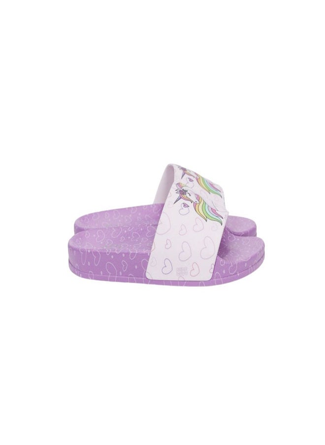 Unicorn Print Everyday Wear eco-friendly PVC Slides for Girls, Lightweight, Easy to Wash and Anti-Slip Soles