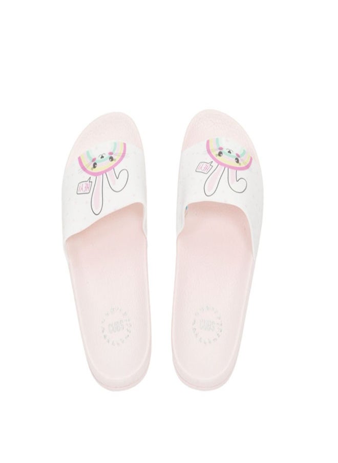 Bunny Print Everyday Wear eco-friendly PVC Slides for Girls, Lightweight, Easy to Wash and Anti-Slip Soles