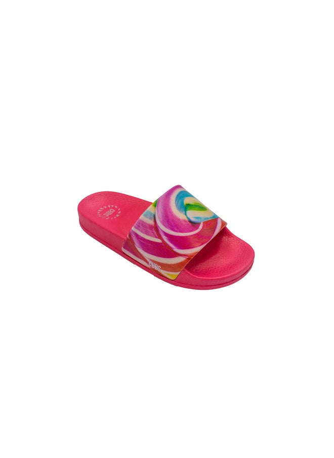 Candy Print Everyday Wear Eco-Friendly Pvc Slides For Girls Lightweight Easy To Wash And Anti-Slip Soles