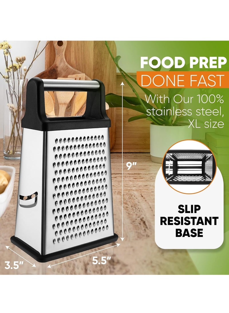 Spring Chef 4 Sides Stainless Steel Grater Box, X-Large