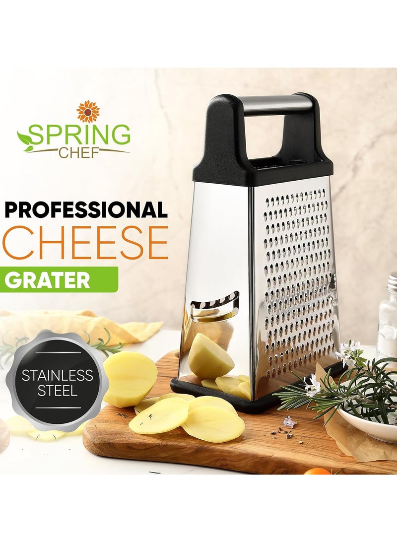 Spring Chef 4 Sides Stainless Steel Grater Box, X-Large