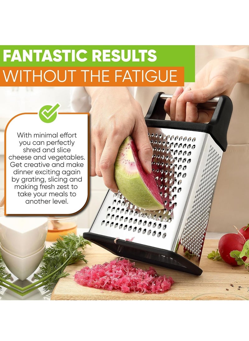 Spring Chef 4 Sides Stainless Steel Grater Box, X-Large