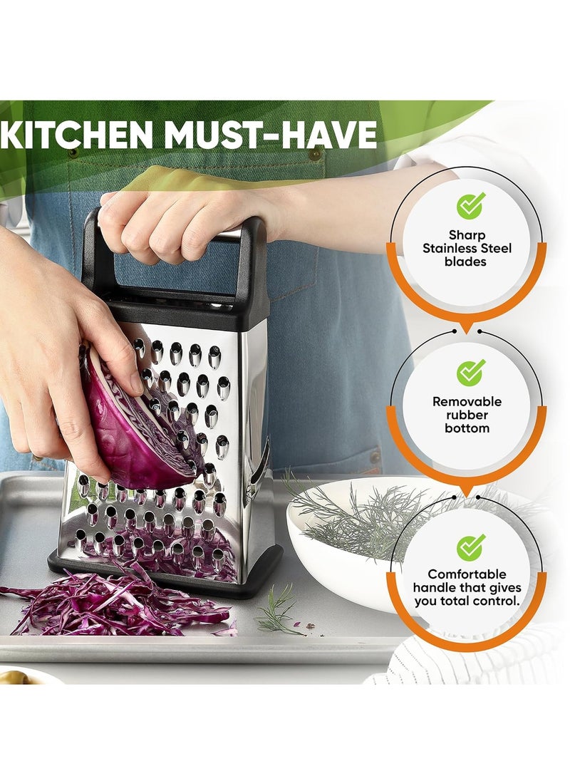 Spring Chef 4 Sides Stainless Steel Grater Box, X-Large