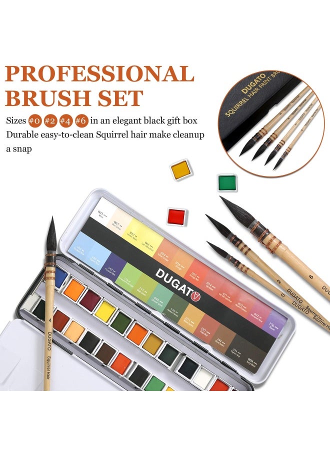 Professional Watercolor Paint Brushes Round Squirrel Hair Paint Brush Set For Art Painting Gouache Fine Detailing Acrylic Gouache Oil 4 Brushes