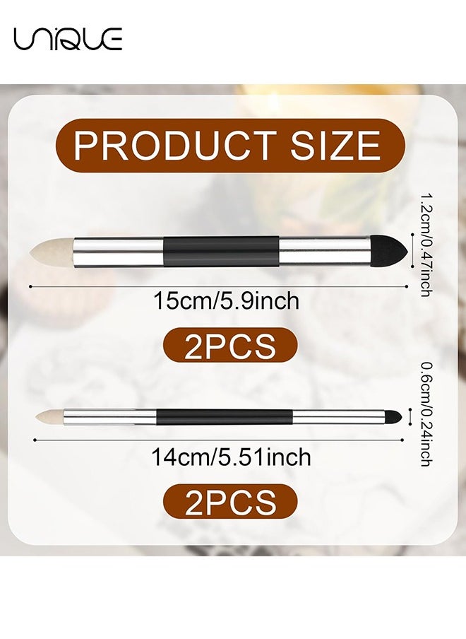 4Pcs Blending Sponge Pen, Double Headed Washable Rubbing Sponge Brush, 2 Sizes Blending Pen Sketch Pen Brush, Sponge Drawing Art Blender Drawing Blender for School Students Beginners Artists