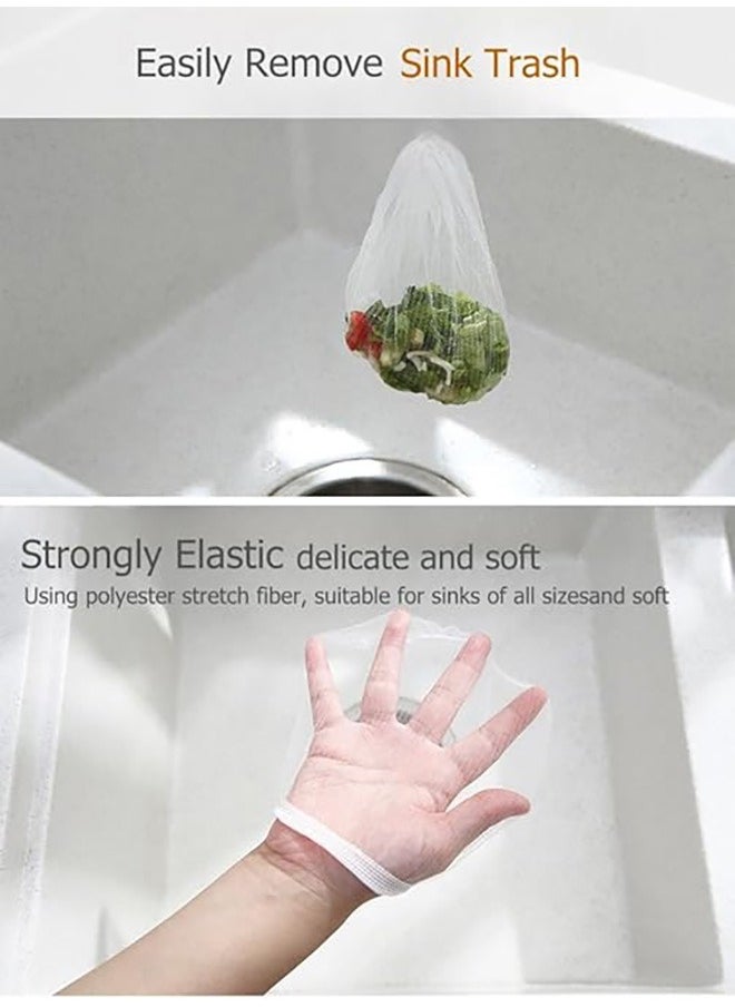 300 PCS Disposable Mesh Sink Strainer Bags, Kitchen Sink Strainer Trash Bag Sink Strainer Filter Mesh Bag Anti-Clogging Elastic Filter Bags Sink Net Strainer Filter Bags for Sink Drain