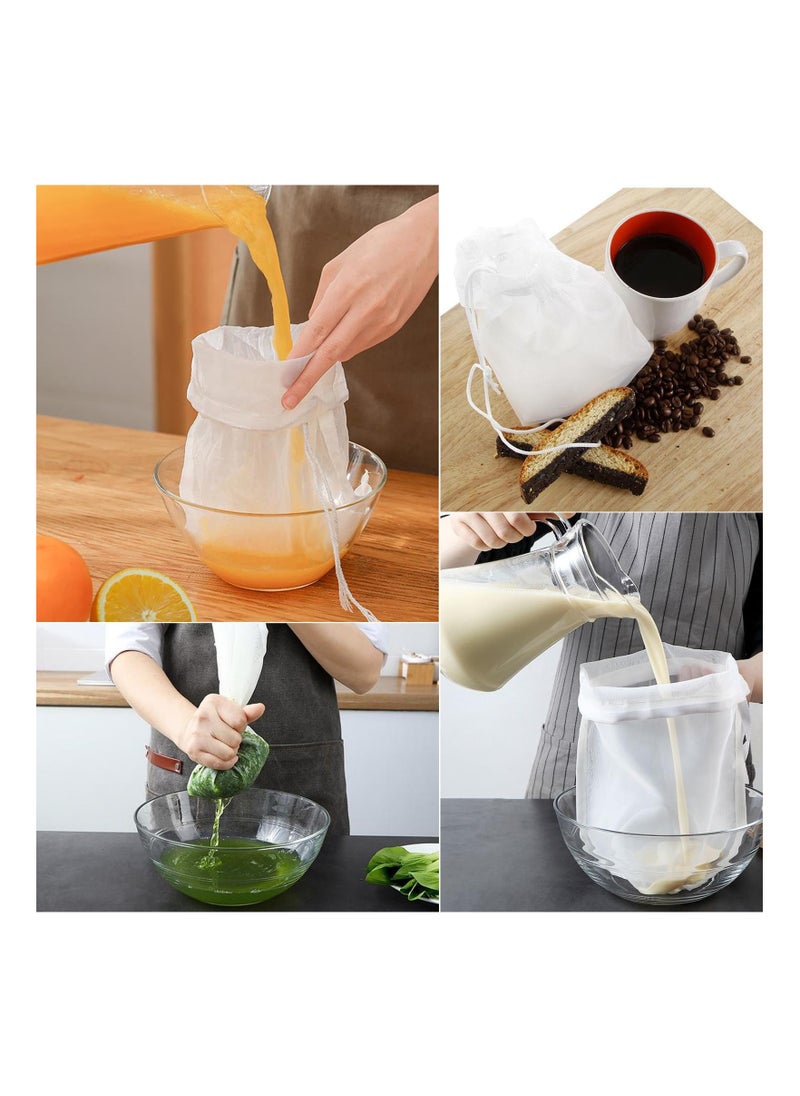 2 Pack Reusable 80 Mesh Fine Bag Nut Milk Nylon Strainer for Straining FruitJuice Apple Grape Wine Press NutMilk Yogrut Doufu Almond Coffee with Drawstring 30x30cm