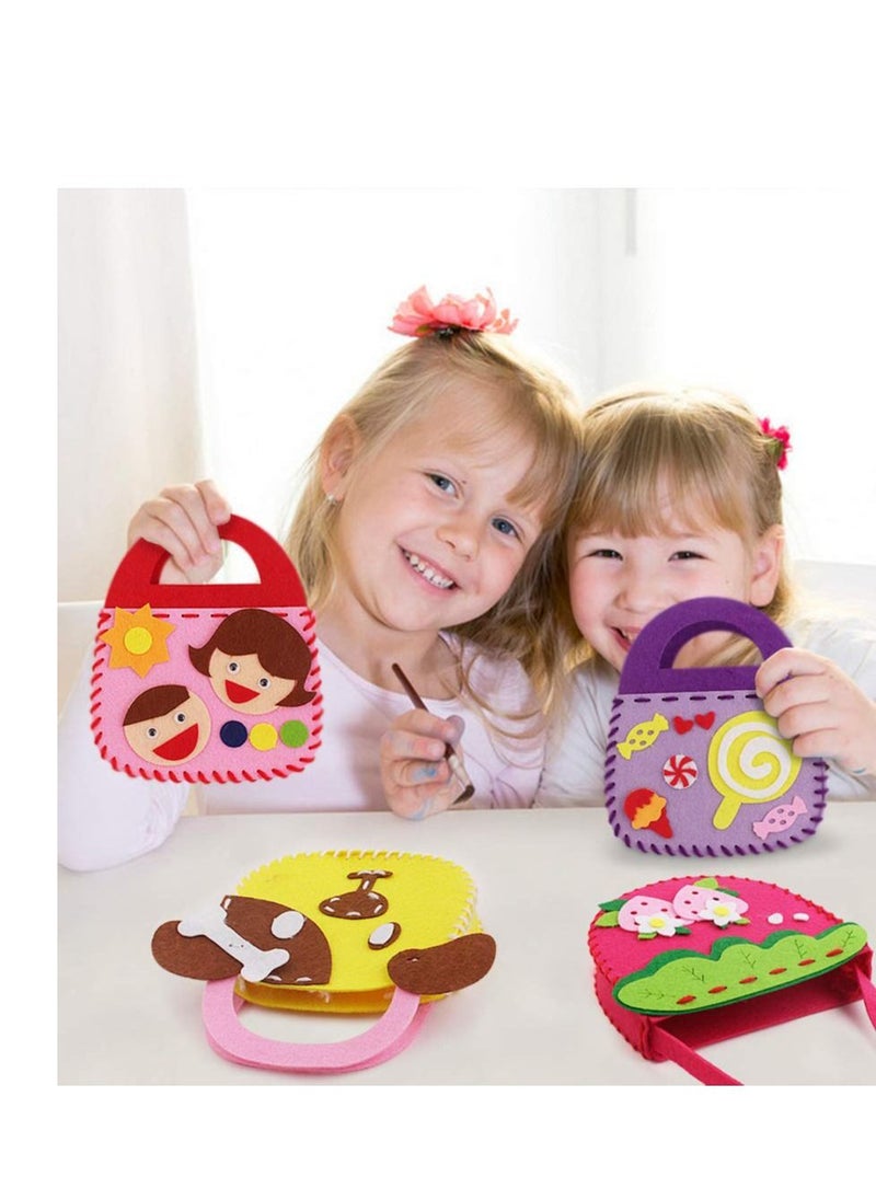 Childrens Sewing Kits for Beginners 6 Pack Children Sewing Kit, Kids Beginners Felt Craft Kit Fabric DIY Crafts Handbag, 6 Patterns