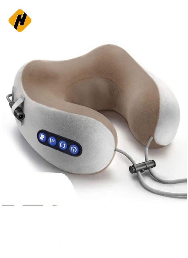 Electric Travel Neck Massage Pillow, U-Shaped Memory Foam Kneading Head & Neck Support Pollow, For Pain Relief, For Airplane, Train, Bus, Car Travel