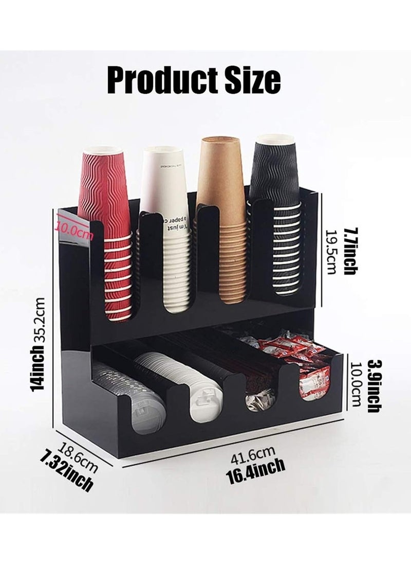 Coffee Condiment Organizer for Lids and Coffee Cups Acrylic Material for Item Storage