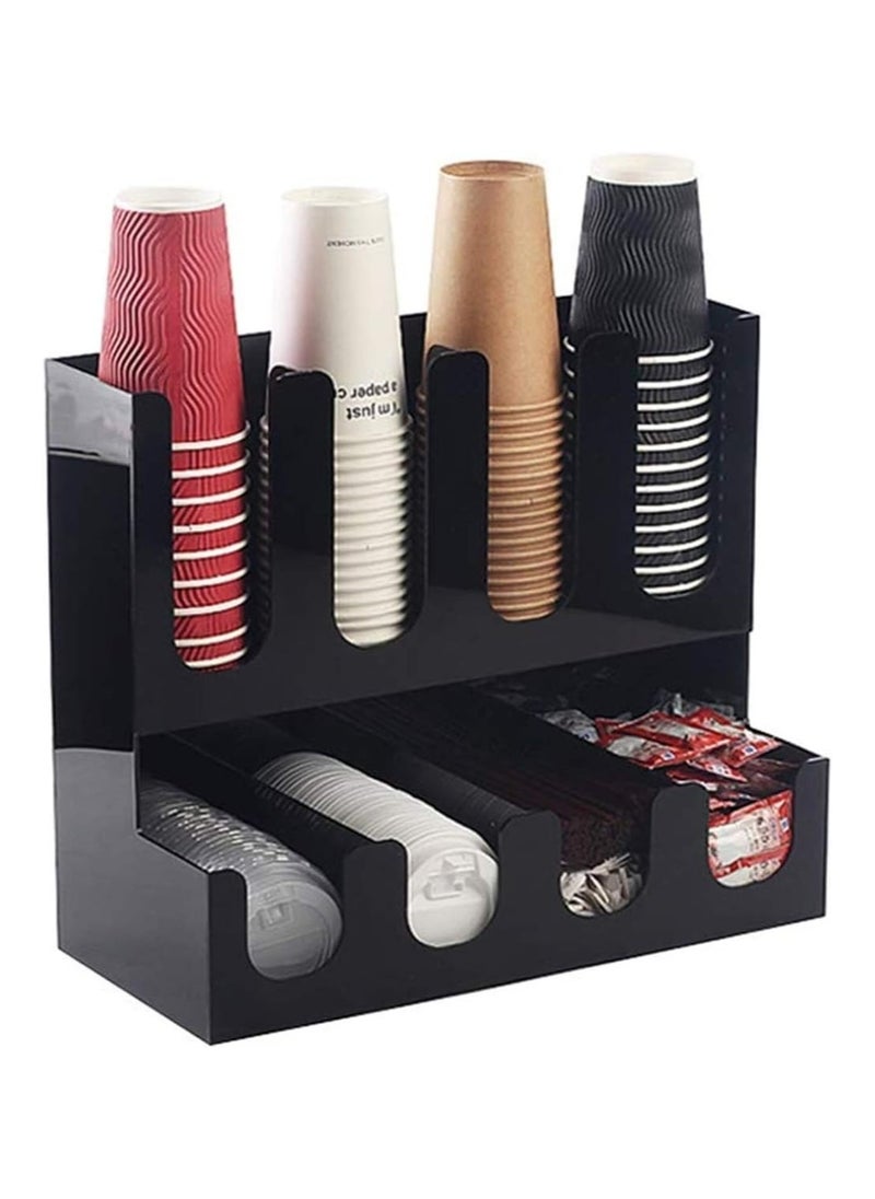 Coffee Condiment Organizer for Lids and Coffee Cups Acrylic Material for Item Storage