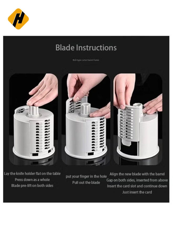 Multifunctional Vegetable Grater Fruit Vegetable Slicer Easy Clean 4 in 1 Adjustable Handheld Vegetable Slicer Spiral Drum Slicer Assorted