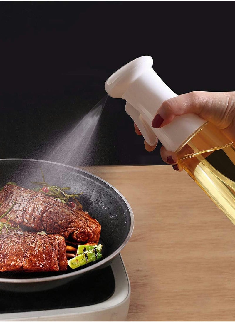 Olive Oil Sprayer Mist, Spray Bottle for Kitchen Cooking Baking BBQ Grilling, 7.1oz Capacity Oil Mister Refillable Easy Control with Brush for Baking, BBQ, Salad, Frying, 2 Pack White