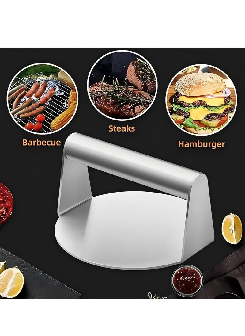 Stainless Steel Burger Press,14cm Round Smash Burger Press,Professional Griddle Accessories Kit For Flat Top Grill, Hamburger Patty Maker And Squeeze Grease, Easy To Clean