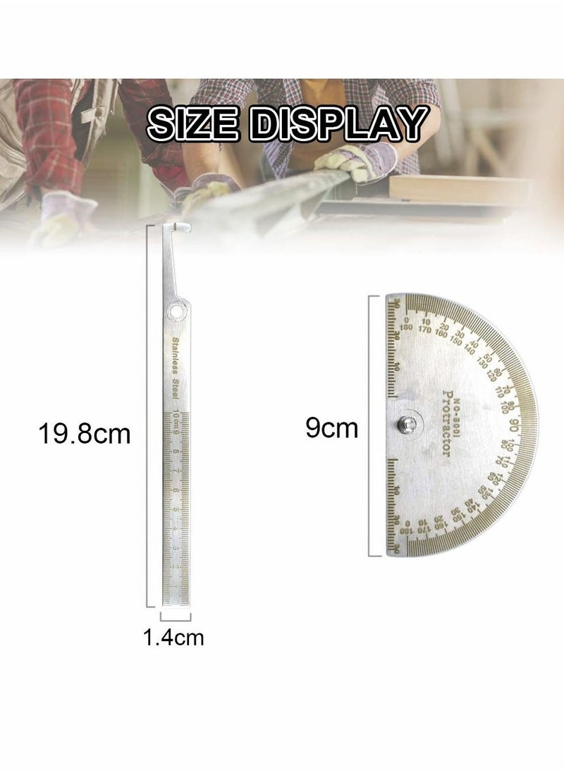 Angle Protractor Angle Finder Ruler, Stainless Steel Protractor 180 Degrees Angle Ruler, Universal Goniometer Angle Finder Tool for Carpenter Painting Drawing Measuring (10 cm/ 3.94 Inch)