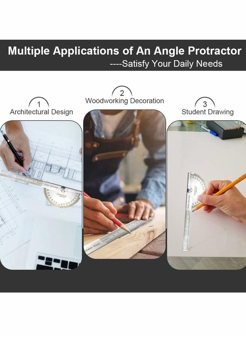 Angle Protractor Angle Finder Ruler, Stainless Steel Protractor 180 Degrees Angle Ruler, Universal Goniometer Angle Finder Tool for Carpenter Painting Drawing Measuring (10 cm/ 3.94 Inch)