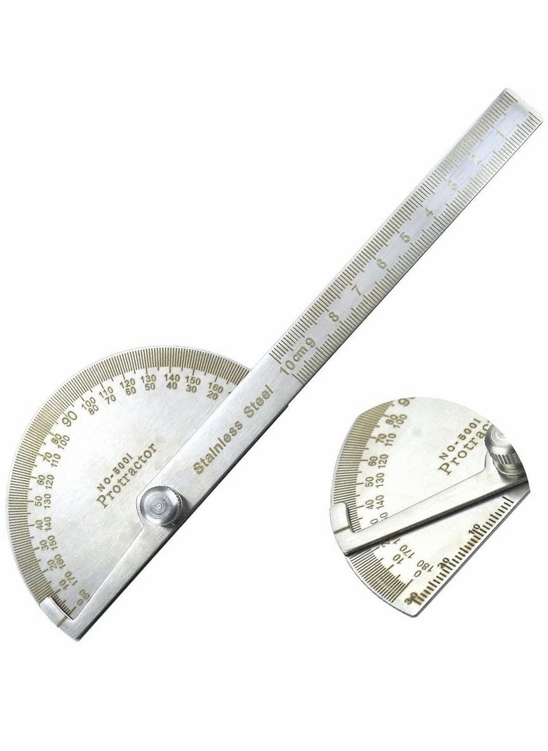 Angle Protractor Angle Finder Ruler, Stainless Steel Protractor 180 Degrees Angle Ruler, Universal Goniometer Angle Finder Tool for Carpenter Painting Drawing Measuring (10 cm/ 3.94 Inch)