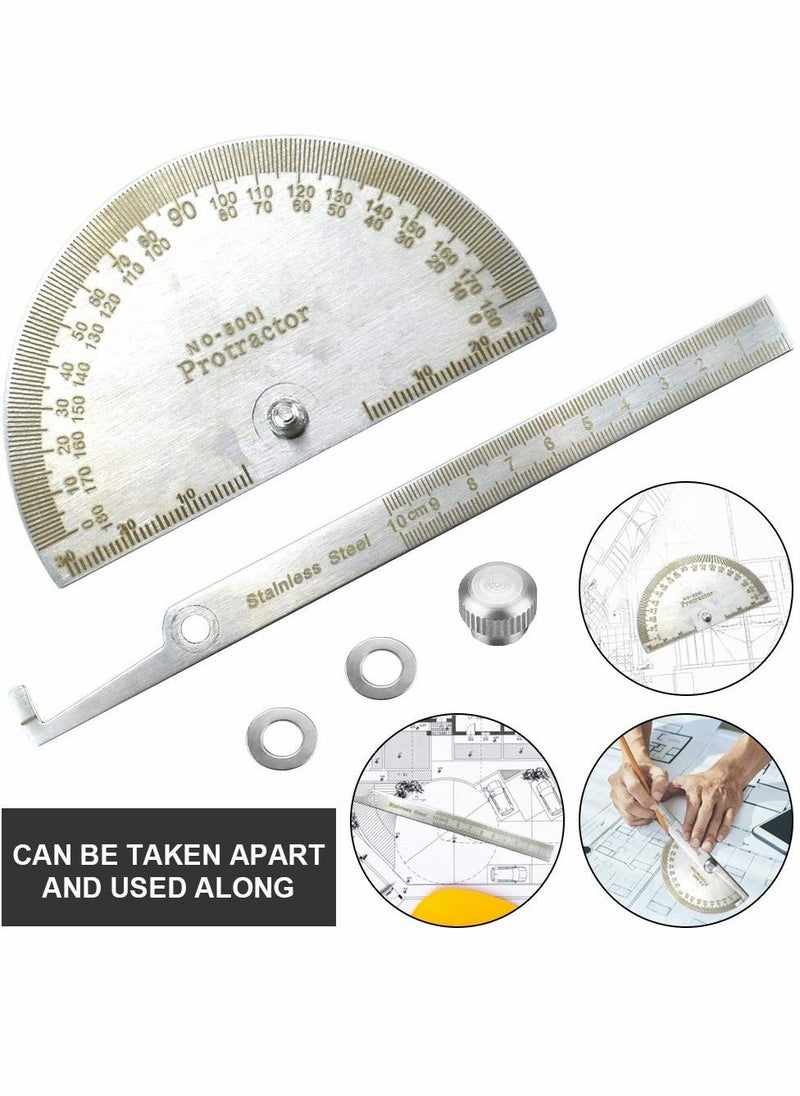 Angle Protractor Angle Finder Ruler, Stainless Steel Protractor 180 Degrees Angle Ruler, Universal Goniometer Angle Finder Tool for Carpenter Painting Drawing Measuring (10 cm/ 3.94 Inch)