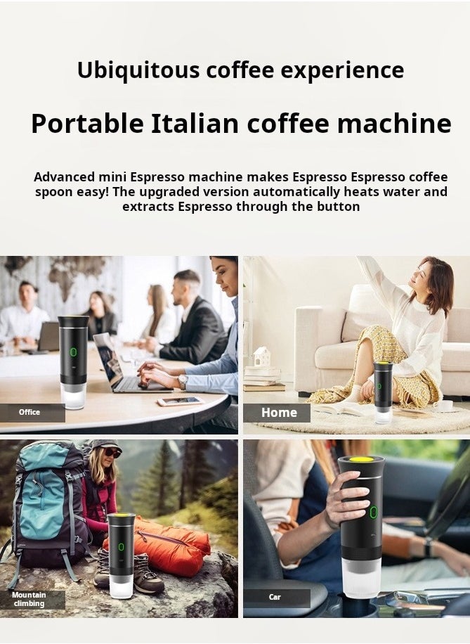 3-in-1 Portable Coffee Machine Wireless Electric Self Heating Capsules Pods Espresso for Car Home Office Camping Travel Maker 3in1