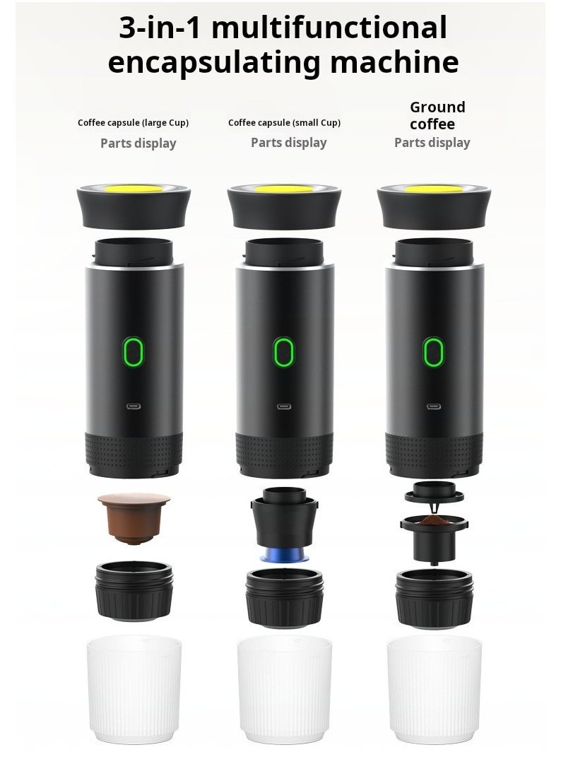 3-in-1 Portable Coffee Machine Wireless Electric Self Heating Capsules Pods Espresso for Car Home Office Camping Travel Maker 3in1