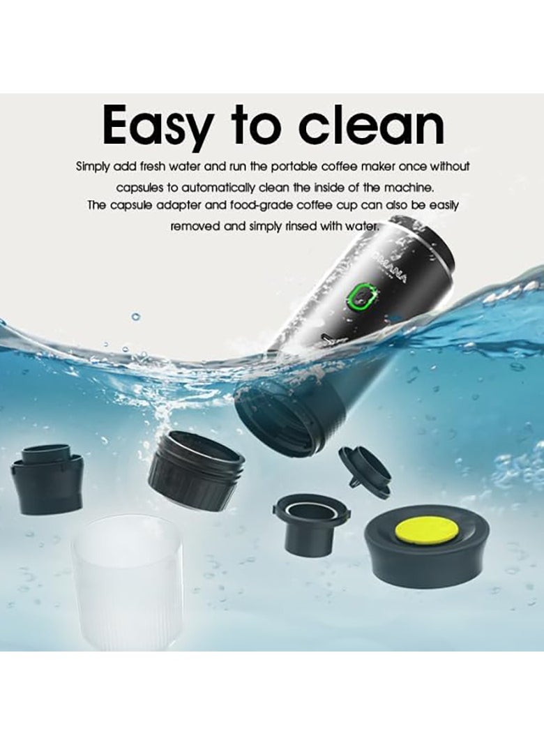 3-in-1 Portable Coffee Machine Wireless Electric Self Heating Capsules Pods Espresso for Car Home Office Camping Travel Maker 3in1