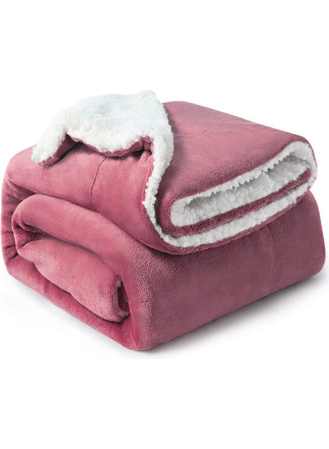 Reversible Soft Sherpa Bed Blanket Fleece Rouge Pink 220x240cm