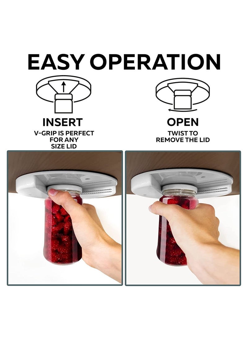 Under Cabinet Lid Jar Opener - for Weak Hands and Seniors With Arthritis - Heavy Duty, Allows to Easily Unscrew Any-Size Lid - Effortless Bottle & Can Opener for your Kitchen