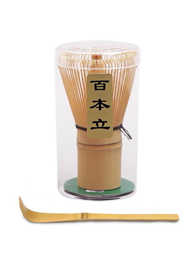 Matcha Stirrer, Matcha Ceremony Accessory, Matcha Brush and Bamboo Scoop,Handmade From Natural Bamboo. (Two-piece set)