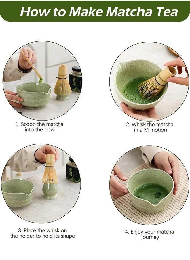 Matcha set Matcha Whisk Set Bamboo Whisk  matcha kit   Matcha Stirrer Set 4-piece Set (Matcha bowl  +Matcha Stirrer+Tea Spoon+ Matcha Brush Placeer)