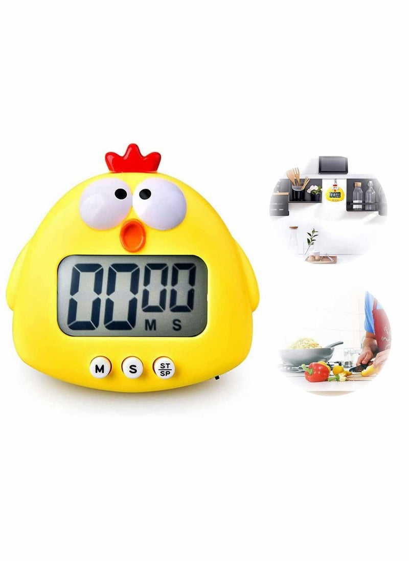 Kitchen Timer, Cartoon Cute Chick Electronic Timer, Digital Cooking Time, Baking Cooking Alarm Clock, LCD Large-Screen Visual Clock, Countdown Reminder Tool, Office Home Modernization, Yellow