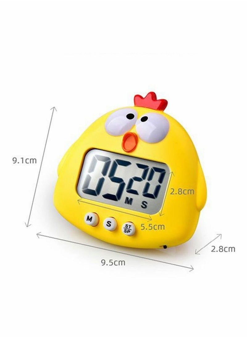 Kitchen Timer, Cartoon Cute Chick Electronic Timer, Digital Cooking Time, Baking Cooking Alarm Clock, LCD Large-Screen Visual Clock, Countdown Reminder Tool, Office Home Modernization, Yellow