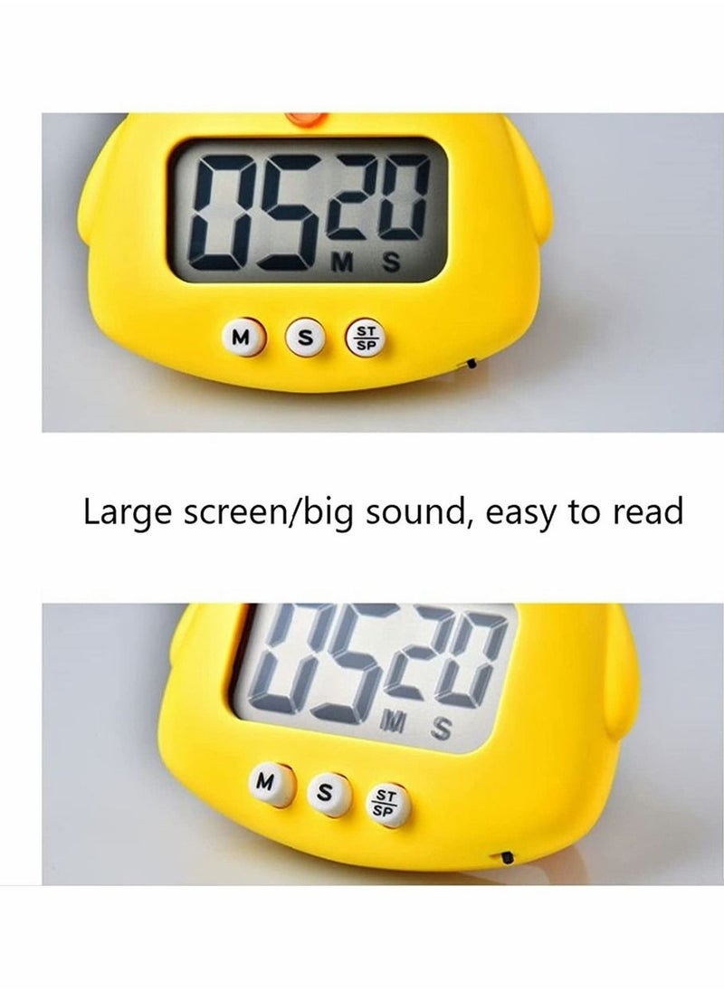 Kitchen Timer, Cartoon Cute Chick Electronic Timer, Digital Cooking Time, Baking Cooking Alarm Clock, LCD Large-Screen Visual Clock, Countdown Reminder Tool, Office Home Modernization, Yellow