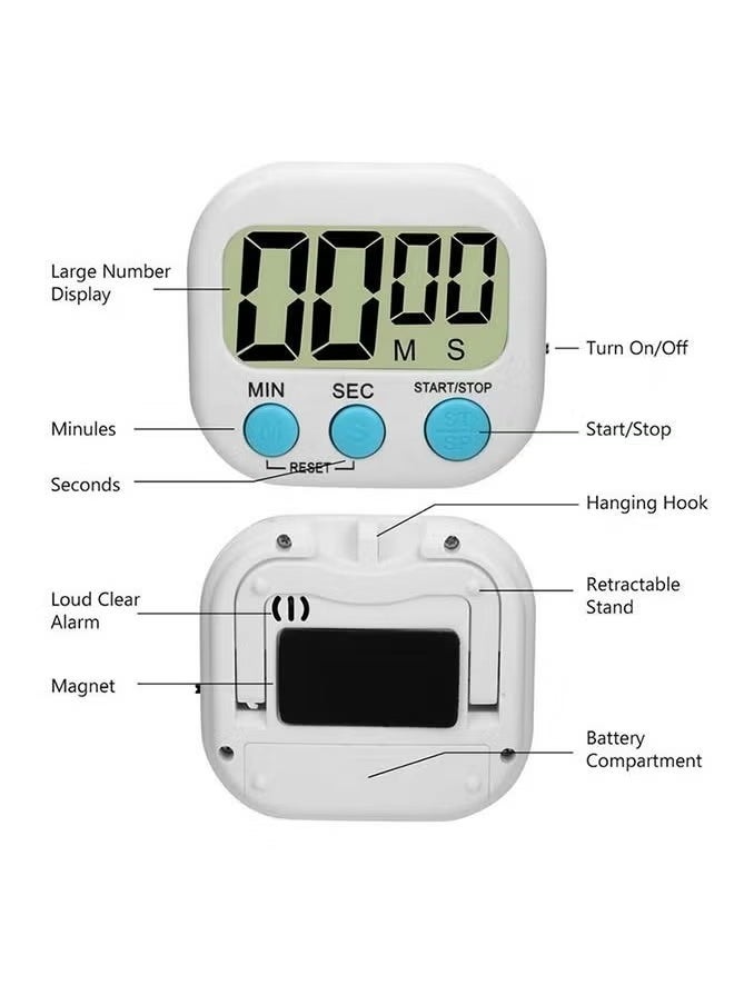 4pcs different color LCD digital kitchen countdown magnetic timer suitable for various occasions