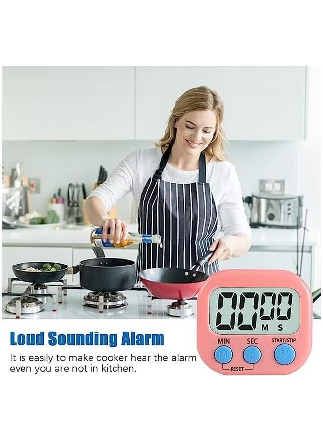 4pcs different color LCD digital kitchen countdown magnetic timer suitable for various occasions