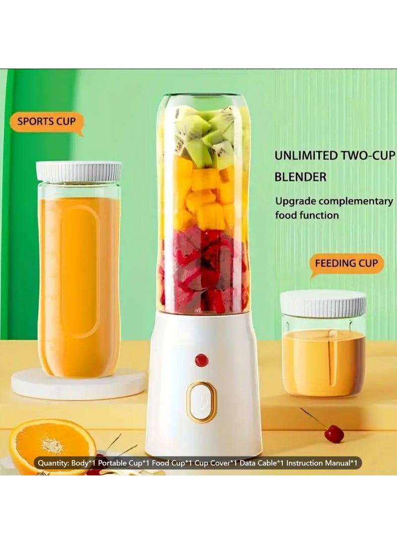 3pcs Portable Blender & Juicer Set,USB Rechargeable, Dual Cup Design for Smoothies & Shakes, Ideal for Home & Travel