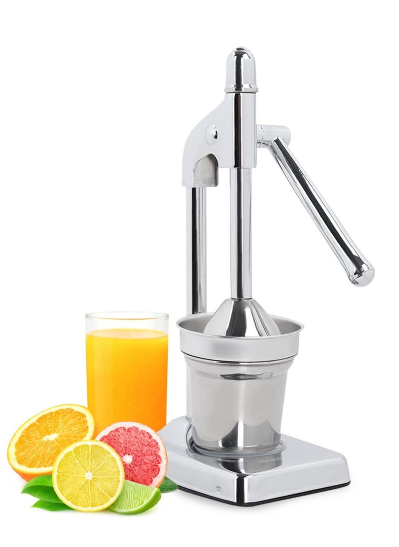 Premium Vintage Blue Manual Citrus Juicer - Heavy Duty Stainless Steel Lemon Squeezer - Retro Hand Press Orange Juice Extractor - Kitchen Fruit Juicing Tool with Lever Arm.