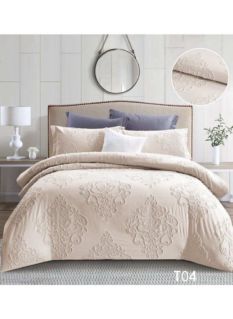 COMFY 6PC EMBROIDERED LUXURIOUS BEIGE FLORAL KING SIZE COMFORTER SET