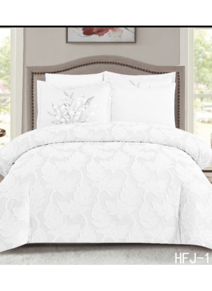 COMFY ULTRA LUXURIOUS 6PC WHITE COTTON EMBROIDERED KING SIZE COMFORTER SET