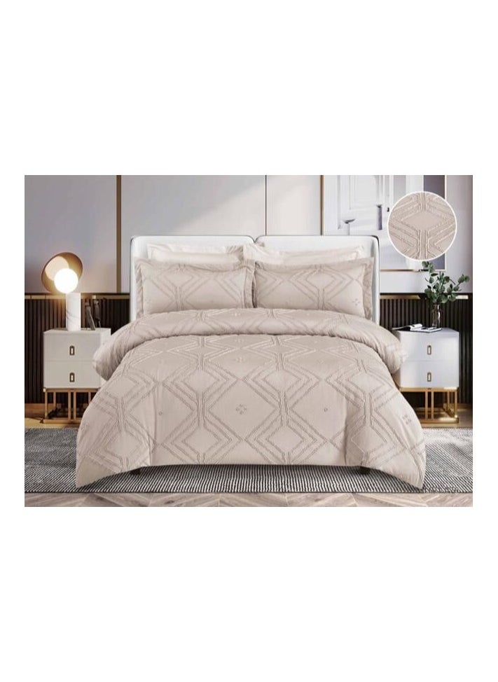 COMFY CREAM LUXURIOUS 6PC KING SIZE EMBROIDERED COMFORTER SET