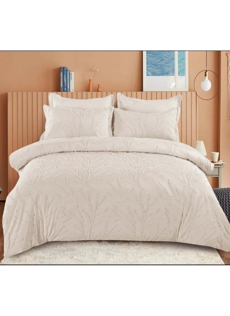 COMFY BEIGE LUXURIOUS 6PC KING SIZE EMBROIDERED COTTON COMFORTER SET