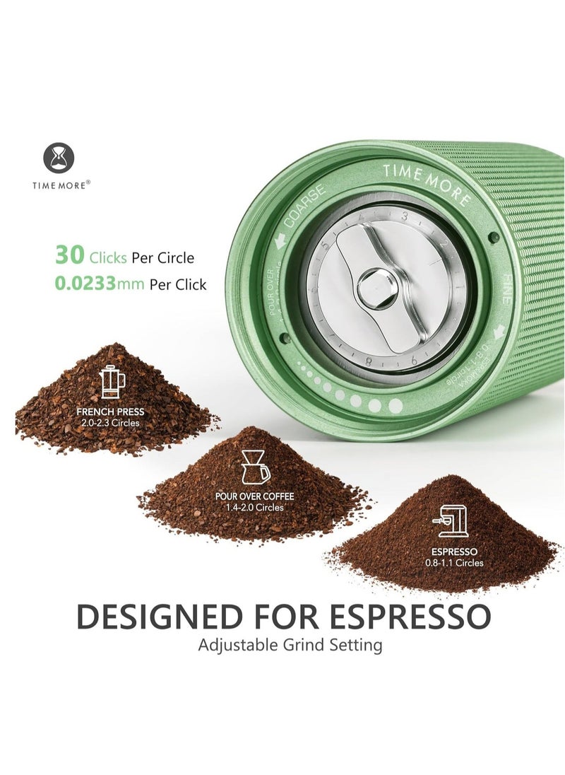 Chestnut C3 ESP Hand Coffee Grinder, Manual Coffee Hand Grinder Capacity 25g with CNC Stainless Steel Conical Burr, Internal Adjustable Setting, Double Bearing Positioning for Travel, Camping (Green)