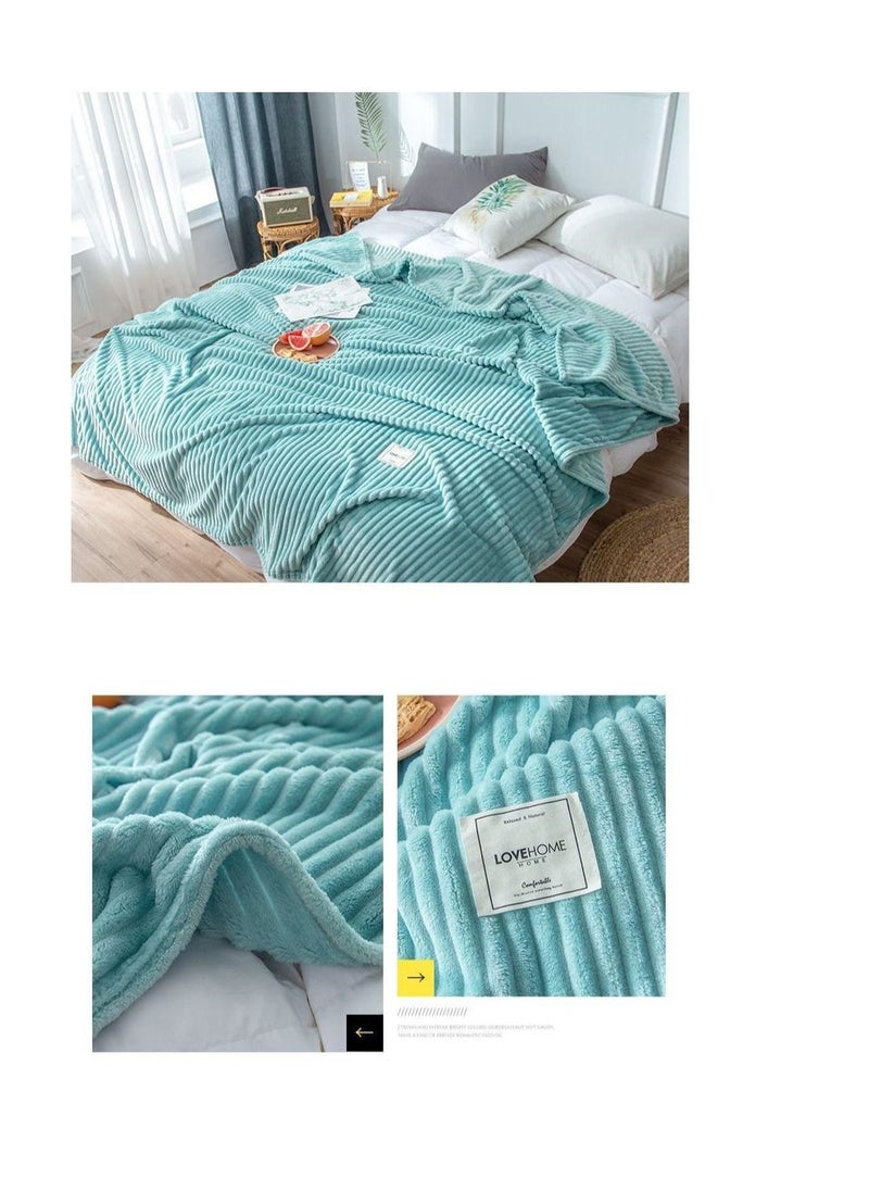 Single-layer Velvet Blanket Cozy Warm Thermal Blanket Cover Flannel Summer Winter Bedspread Blanket Double Bed Blanket sky blue color